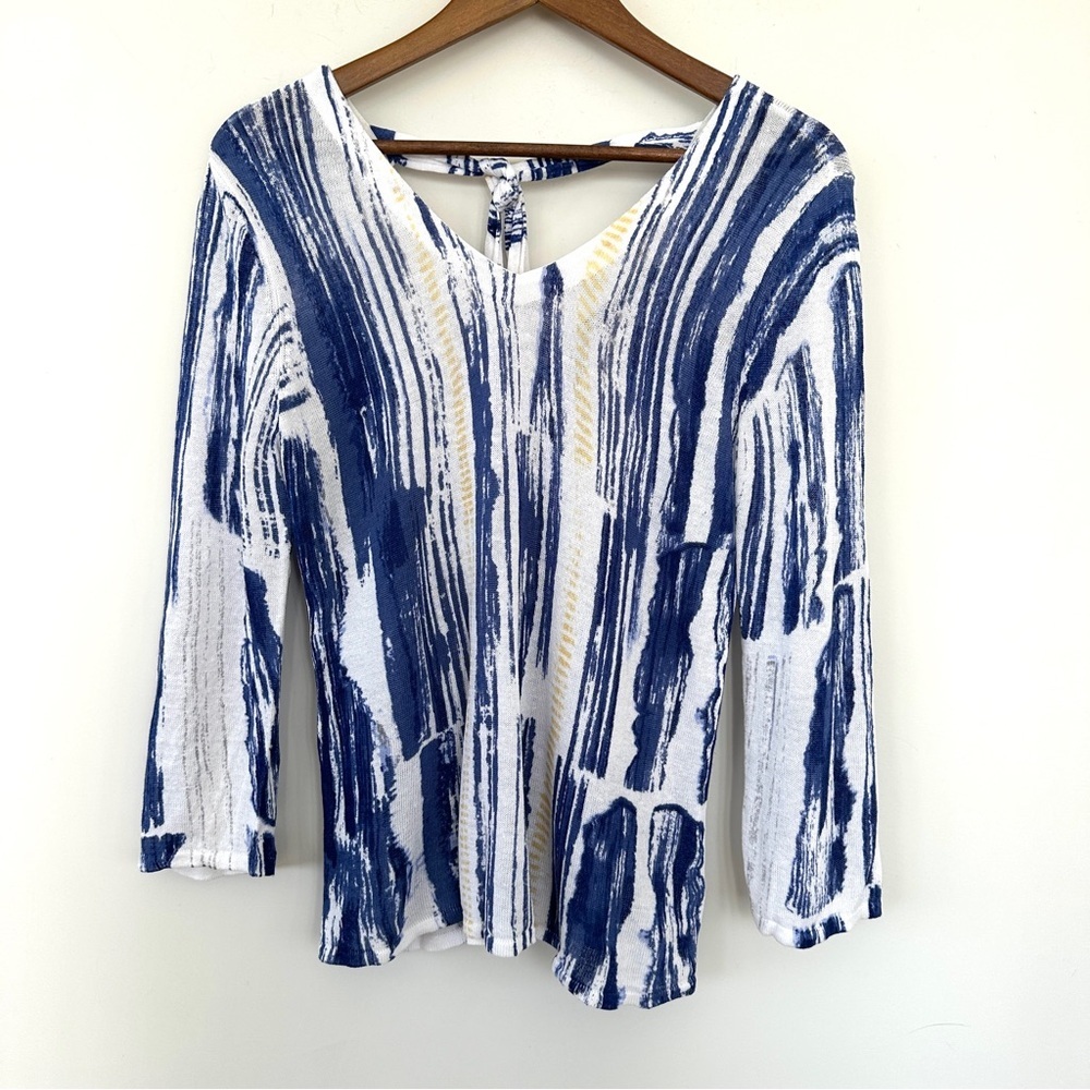 Nic & Zoe Women's Knit Top, v-neck, v-back with tie, long sleeves, loose fitting